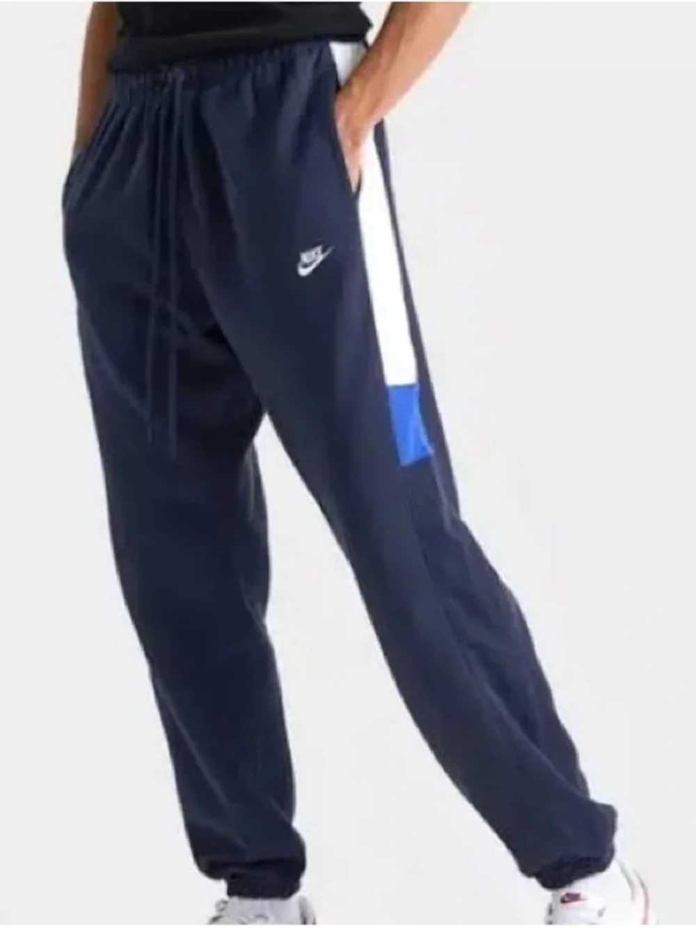 Nike Men’s Navy Sweatpants with White & Blue Side Panels